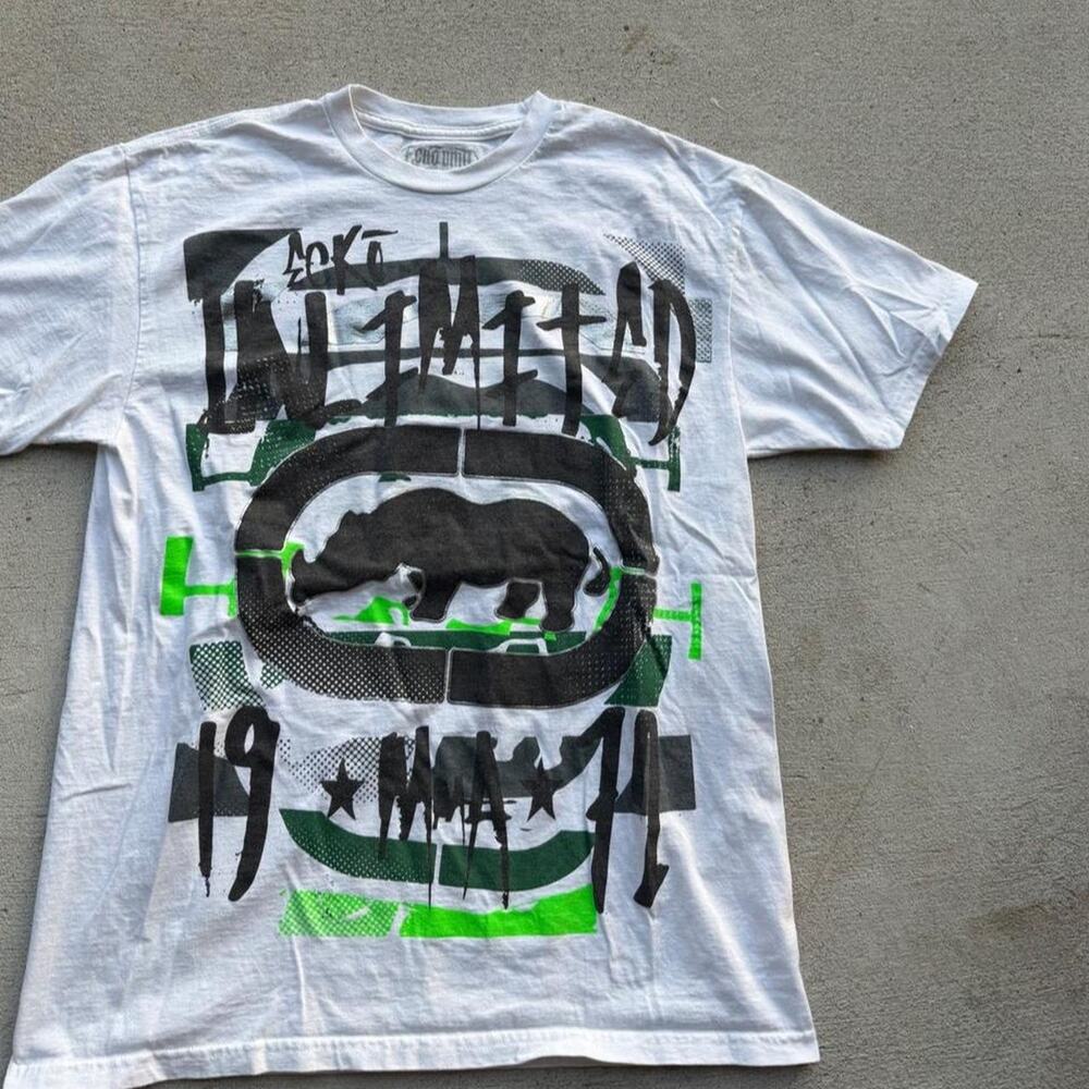 Y2k ecko unltd tee shirt white green large